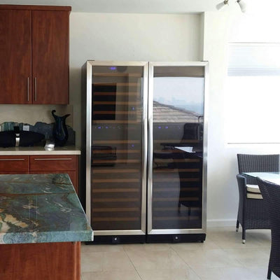 KingsBottle KBU170BW3 72" Tall Beer And Wine Refrigerator Combo With Glass Door