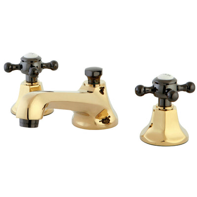 Kingston Brass NS4467BX Widespread Bathroom Faucet, Black Stainless Steel/Polished Chrome