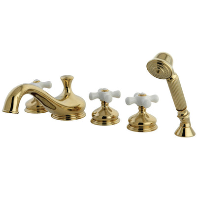 Kingston Brass KS33385PX Roman Tub Faucet with Hand Shower,