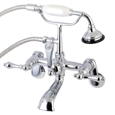 Kingston Brass AE51T0 Aqua Vintage 7-Inch Adjustable Wall Mount Tub Faucet with Hand Shower,