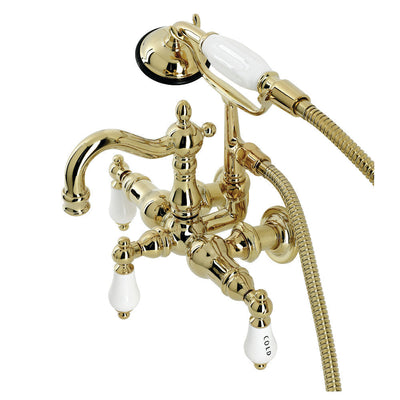 Kingston Brass CA1010T1 Heritage 3-3/8" Tub Wall Mount Clawfoot Tub Faucet with Hand Shower,