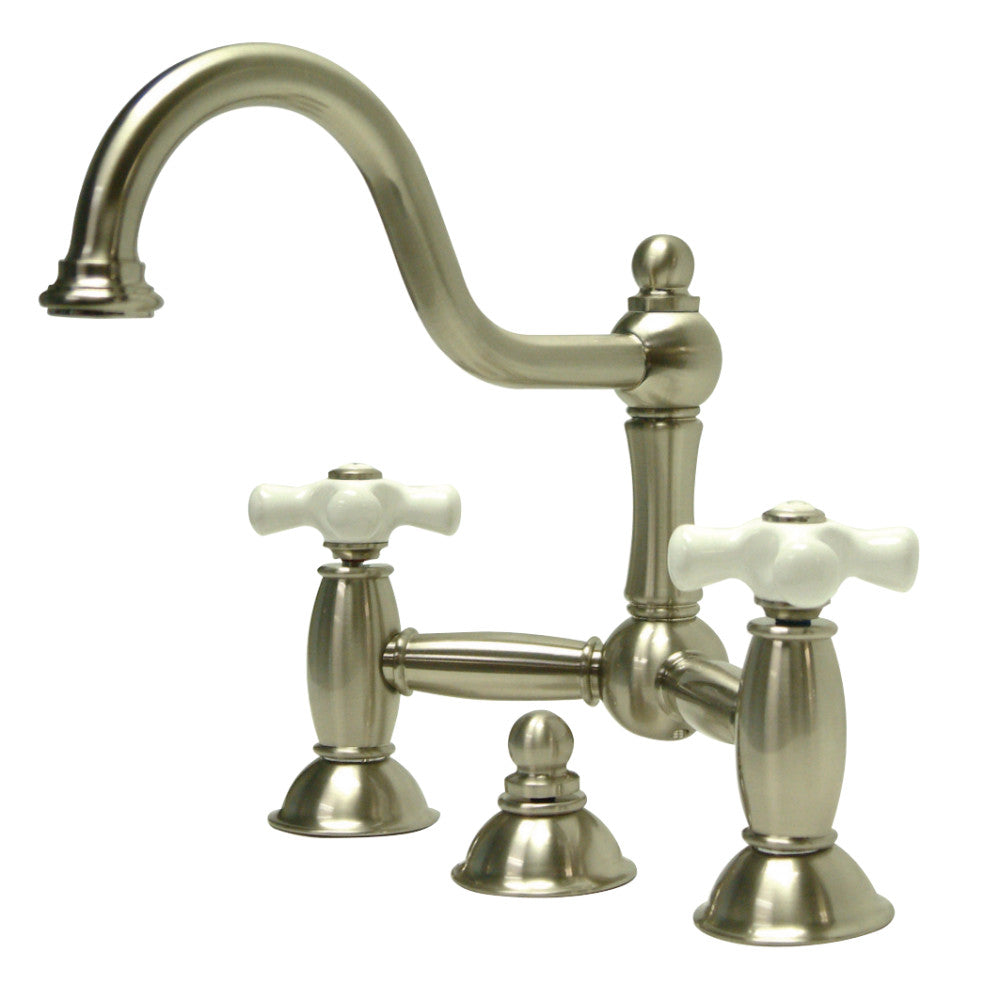 Kingston Brass KS3911PX Restoration Bathroom Bridge Faucet, Polished Chrome