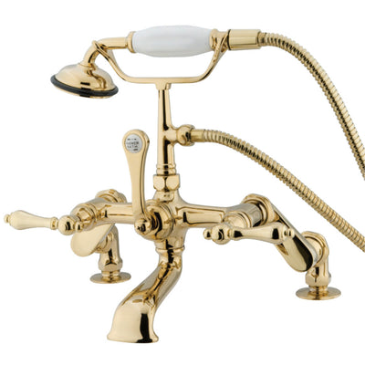 Kingston Brass CC651T2 Vintage Adjustable Center Deck Mount Tub Faucet, Polished Brass