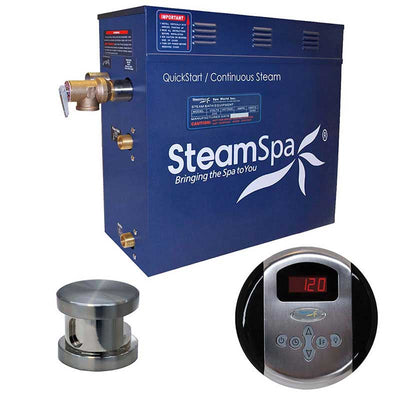 SteamSpa Oasis 7.5 KW QuickStart Acu-Steam Bath Generator Package in Brushed Nickel