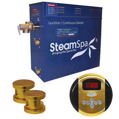 SteamSpa Oasis 10.5 KW QuickStart Acu-Steam Bath Generator Package in Polished Gold