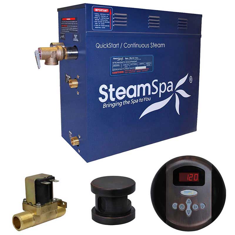SteamSpa Oasis 6 KW QuickStart Acu-Steam Bath Generator Package with Built-in Auto Drain in Oil Rubbed Bronze
