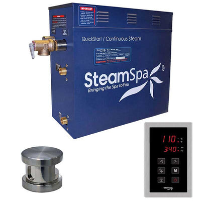 SteamSpa Oasis 7.5 KW QuickStart Acu-Steam Bath Generator Package in Brushed Nickel