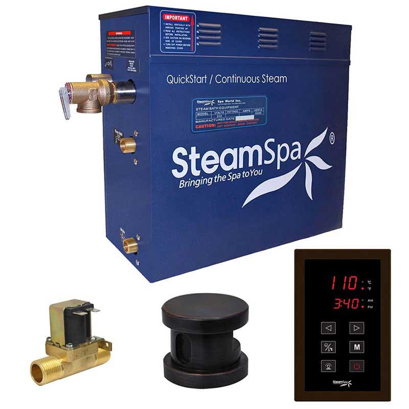 SteamSpa Oasis 7.5 KW QuickStart Acu-Steam Bath Generator Package with Built-in Auto Drain in Oil Rubbed Bronze