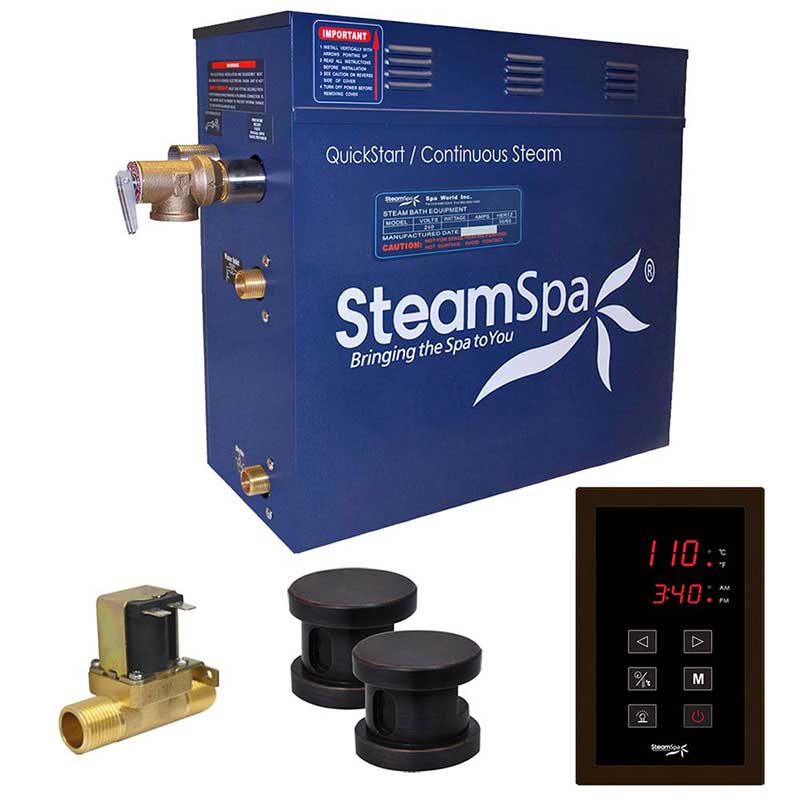 SteamSpa Oasis 10.5 KW QuickStart Acu-Steam Bath Generator Package with Built-in Auto Drain in Oil Rubbed Bronze