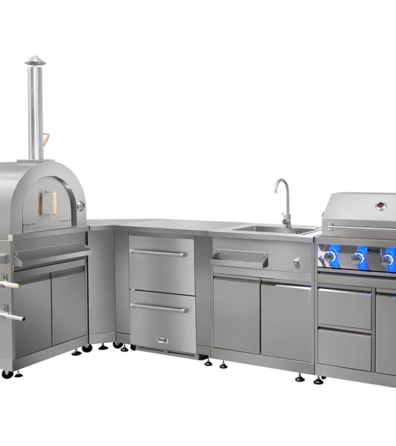 Thor Kitchen Outdoor Kitchen Pizza Oven and Cabinet in Stainless Steel (MK07SS304)