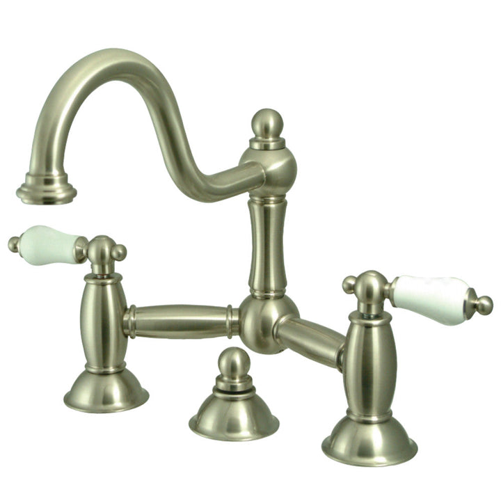 Kingston Brass KS3911PL Restoration Bathroom Bridge Faucet, Polished Chrome