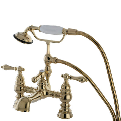 Kingston Brass CC1161T2 Heritage Deck Mount Tub Faucet with Hand Shower, Polished Brass