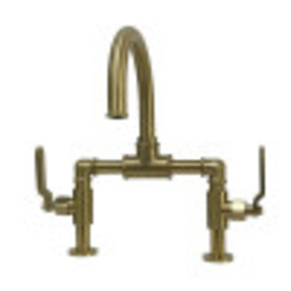 Kingston Brass KS2171KL Whitaker Industrial Style Bridge Bathroom Faucet with Pop-Up Drain, Polished Chrome