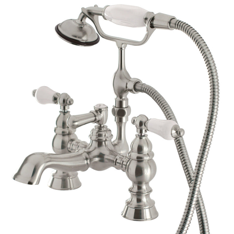 Kingston Brass CC1156T5 Vintage 7-Inch Deck Mount Tub Faucet with Hand Shower,