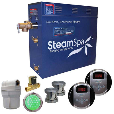 SteamSpa Royal 10.5 KW QuickStart Acu-Steam Bath Generator Package with Built-in Auto Drain in Brushed Nickel