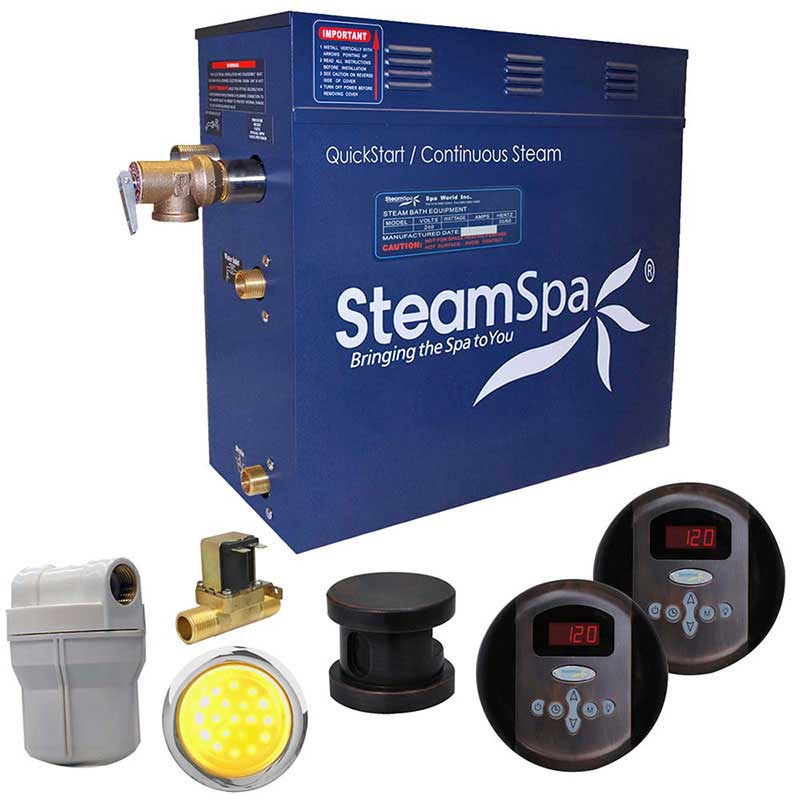 SteamSpa Royal 4.5 KW QuickStart Acu-Steam Bath Generator Package with Built-in Auto Drain in Oil Rubbed Bronze