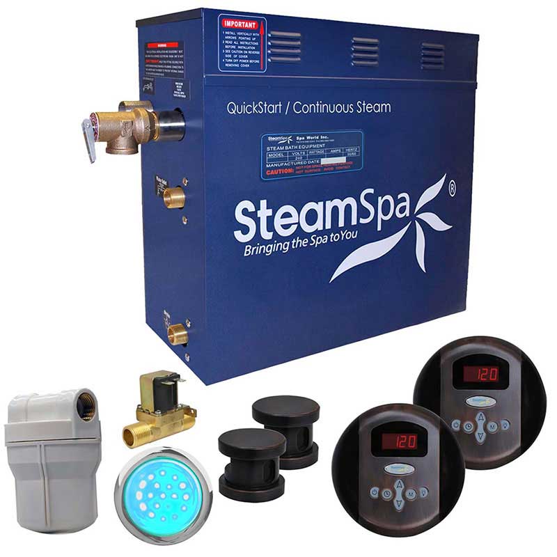 SteamSpa Royal 10.5 KW QuickStart Acu-Steam Bath Generator Package with Built-in Auto Drain in Oil Rubbed Bronze