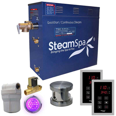 SteamSpa Royal 9 KW QuickStart Acu-Steam Bath Generator Package with Built-in Auto Drain in Brushed Nickel