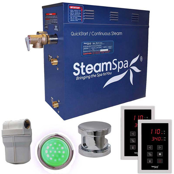 SteamSpa Royal 7.5 KW QuickStart Acu-Steam Bath Generator Package in Polished Chrome