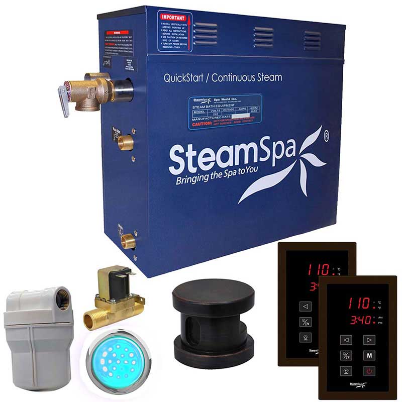 SteamSpa Royal 9 KW QuickStart Acu-Steam Bath Generator Package with Built-in Auto Drain in Oil Rubbed Bronze