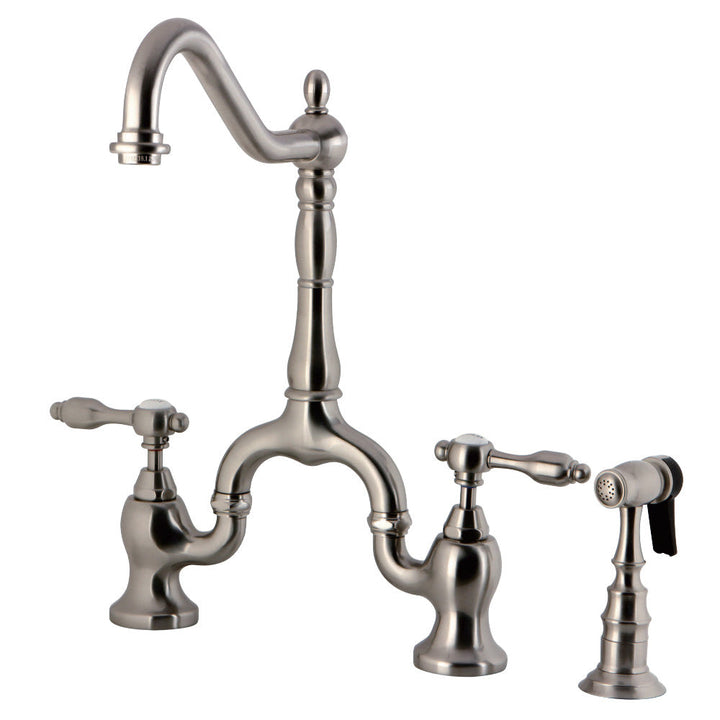 Kingston Brass KS7751TALBS Tudor Bridge Kitchen Faucet with Brass Sprayer