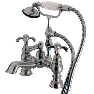 Kingston Brass CC1158T2 Vintage 7-Inch Deck Mount Tub Faucet with Hand Shower, Polished Brass