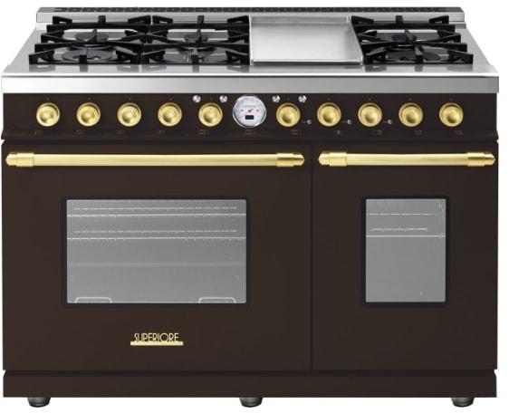 Superiore Deco 48" Dual Fuel Double Oven Freestanding Range in Cream Matte with Bronze Trim (RD482SCC_B_)