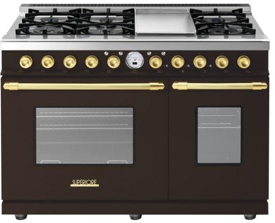 Superiore Deco 48" Dual Fuel Double Oven Freestanding Range in Red Matte with Chrome Trim (RD482SCR_C_)