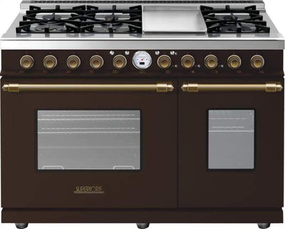 Superiore Deco 48" Dual Fuel Double Oven Freestanding Range in Red Matte with Chrome Trim (RD482SCR_C_)