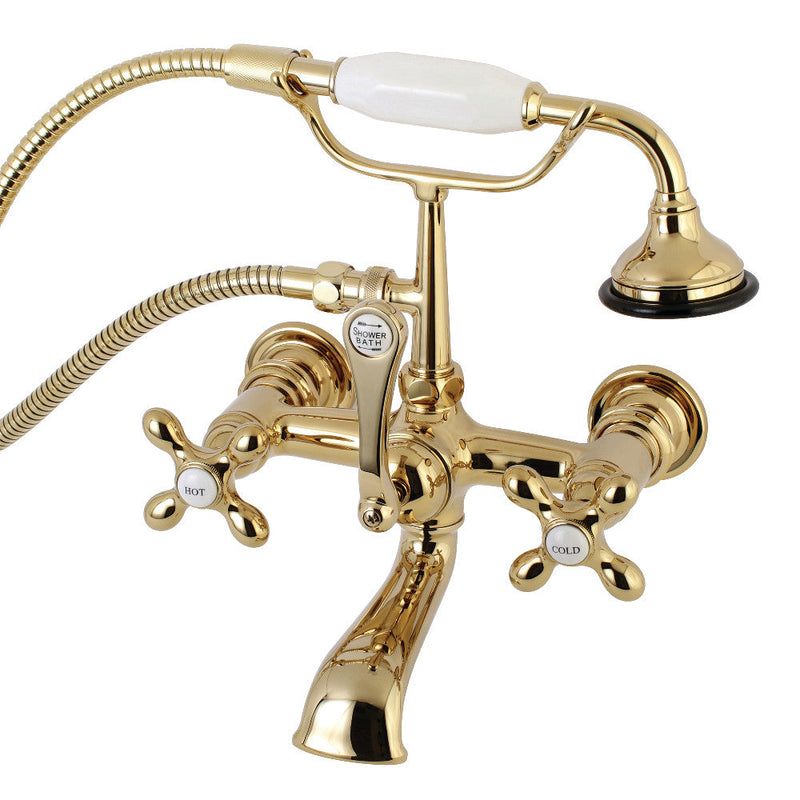 Kingston Brass AE557T7 Aqua Vintage 7-Inch Wall Mount Tub Faucet with Hand Shower,