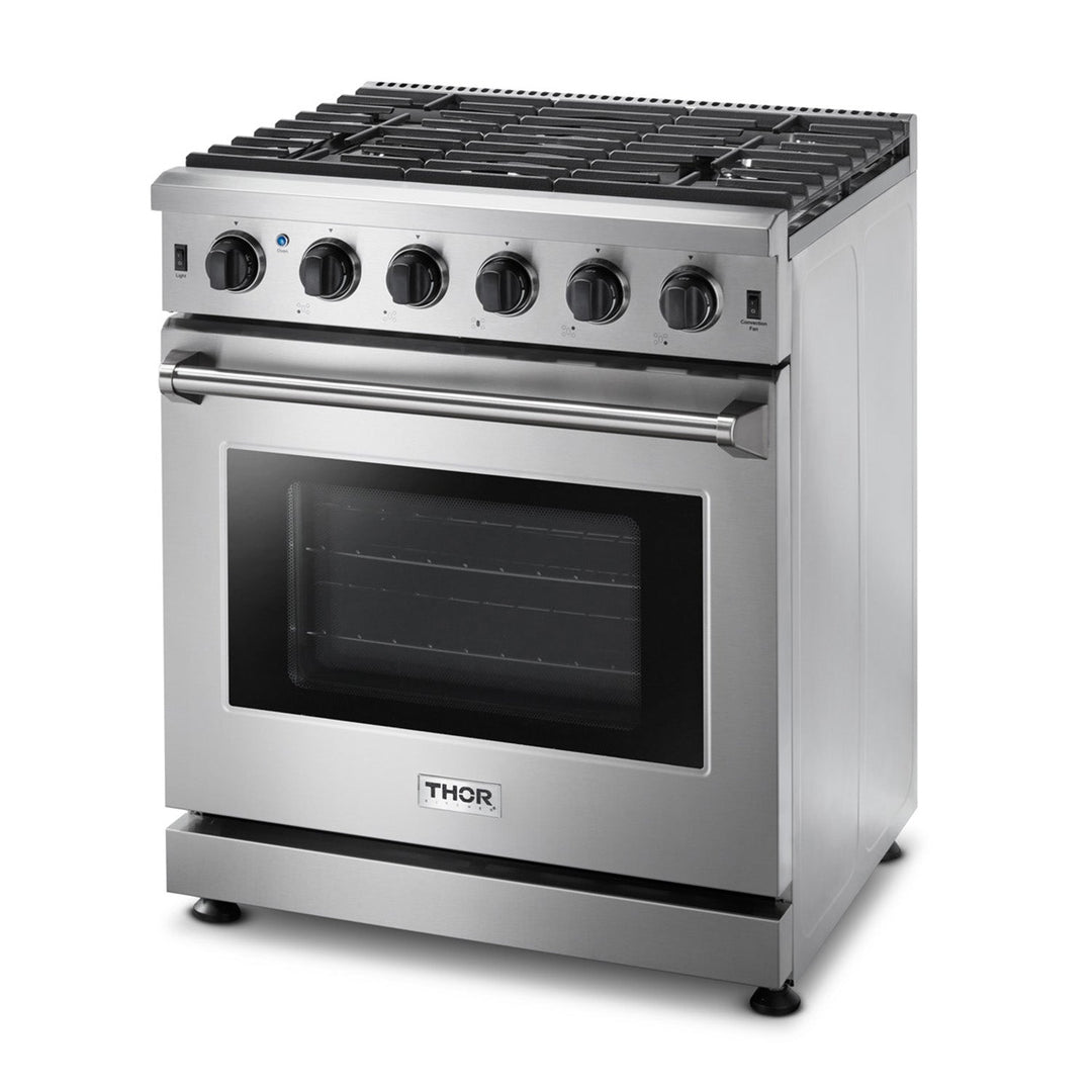 Thor Kitchen Appliance Package - 30 Inch Natural Gas Range, Range Hood, Refrigerator, Dishwasher, AP-LRG3001U-3