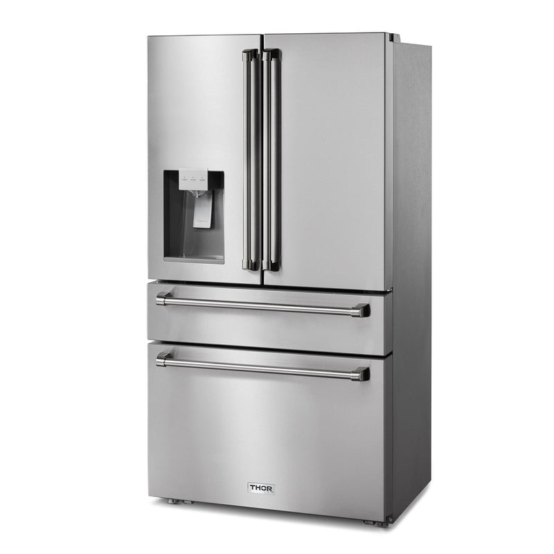 Thor Kitchen 36 Inch Professional French Door Refrigerator with Ice and Water Dispenser Counter Depth in Stainless Steel (TRF3601FD)