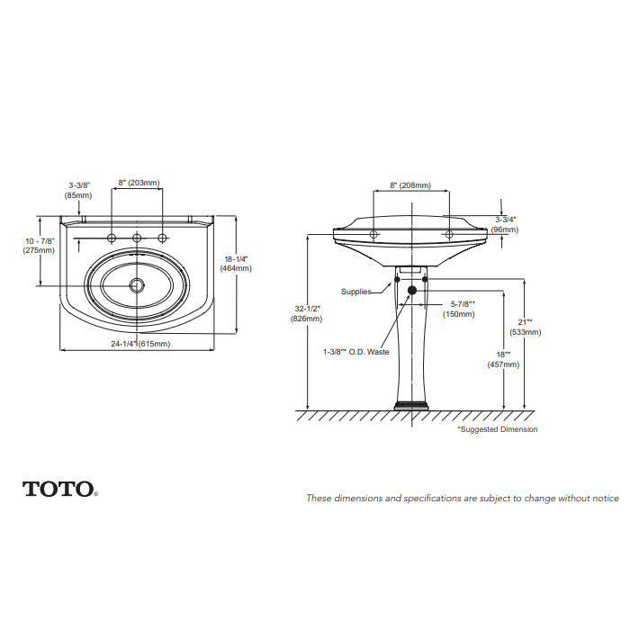 TOTO Dartmouth Pedestal Lavatory