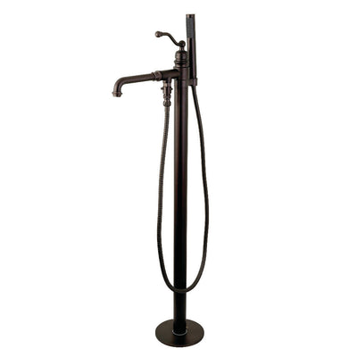 Kingston Brass KS7037ABL English Country Freestanding Tub Faucet with Hand Shower,