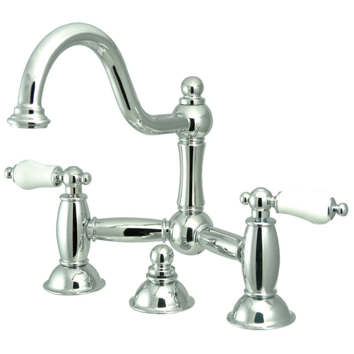 Kingston Brass KS3911PL Restoration Bathroom Bridge Faucet, Polished Chrome