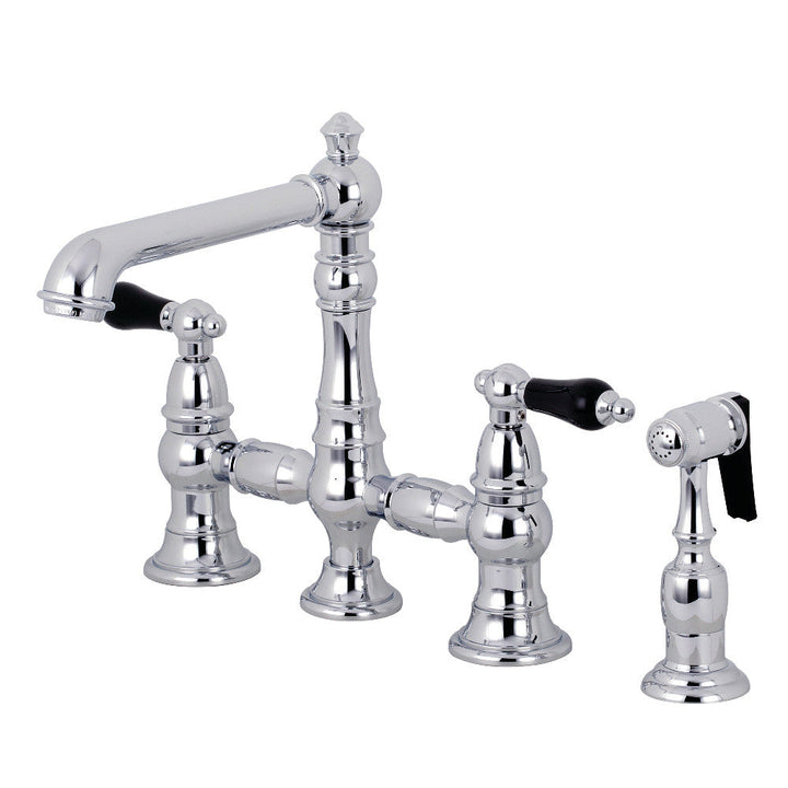 Kingston Brass KS7272PKLBS Duchess Bridge Kitchen Faucet with Brass Sprayer, Polished Brass