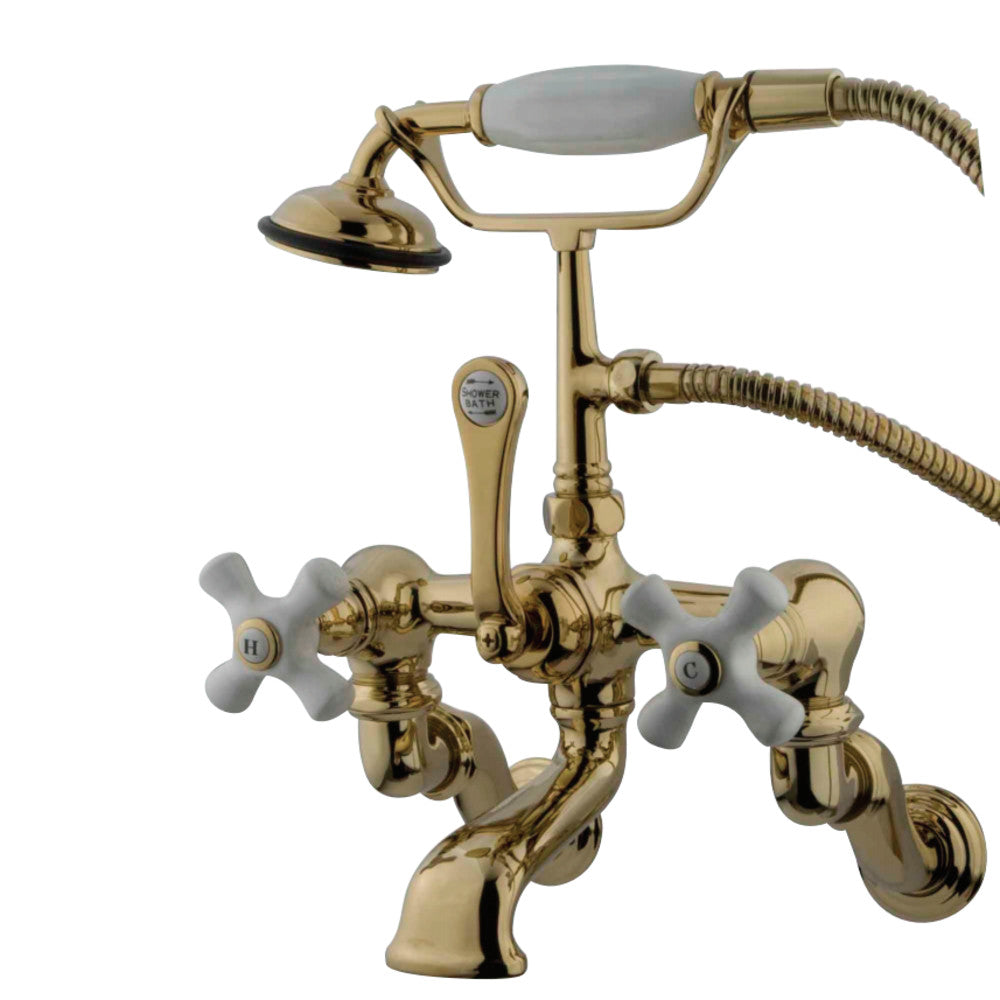 Kingston Brass CC465T8 Vintage Wall Mount Clawfoot Tub Faucet with Hand Shower,