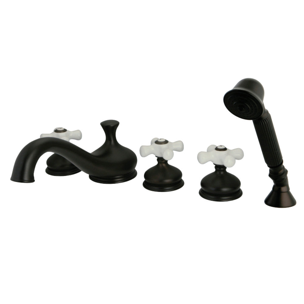 Kingston Brass KS33385PX Roman Tub Faucet with Hand Shower,