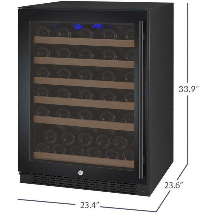 Allavino 24" Wide FlexCount II Tru-Vino 56 Bottle Single Zone Black Left Hinge Wine Refrigerator (VSWR56-1BL20)