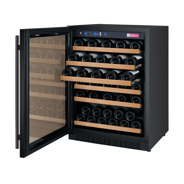 Allavino 24" Wide FlexCount II Tru-Vino 56 Bottle Single Zone Black Left Hinge Wine Refrigerator (VSWR56-1BL20)