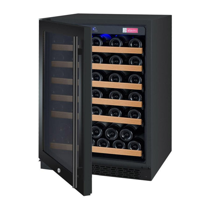 Allavino 24" Wide FlexCount II Tru-Vino 56 Bottle Single Zone Black Left Hinge Wine Refrigerator (VSWR56-1BL20)