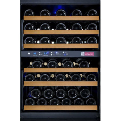 Allavino 24" Wide FlexCount II Tru-Vino 56 Bottle Dual Zone Black Left Hinge Wine Refrigerator (VSWR56-2BL20)