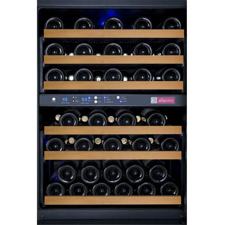 Allavino 2X-VSWR56-2B20 47" Wide FlexCount II Tru-Vino 112 Bottle Four Zone Black Side-by-Side Wine Refrigerator