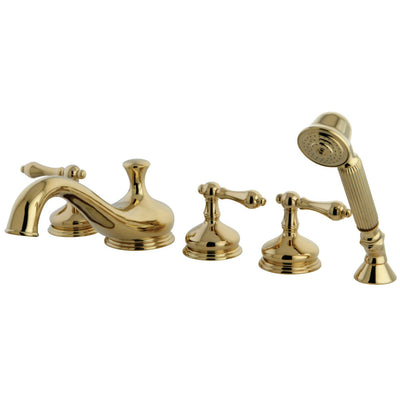 Kingston Brass KS33325AL Restoration Roman Tub Faucet with Hand Shower, Polished Brass