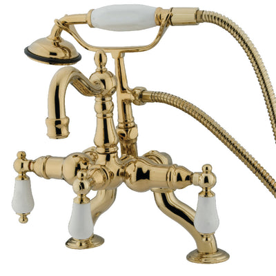 Kingston Brass CC2011T2 Vintage Clawfoot Tub Faucet with Hand Shower, Polished Brass