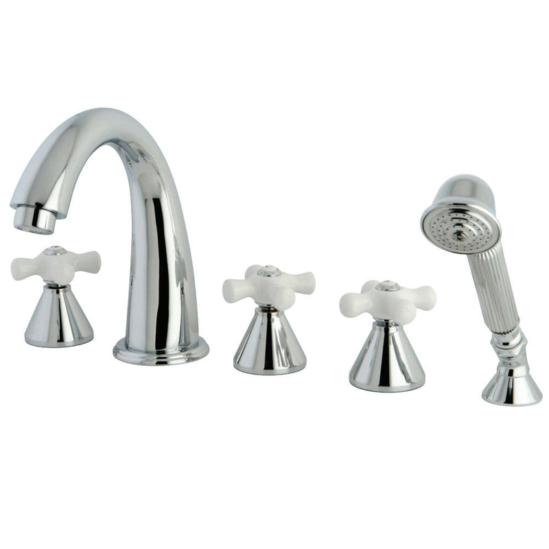 Kingston Brass KS23685PX 5-Piece Roman Tub Faucet with Hand Shower,