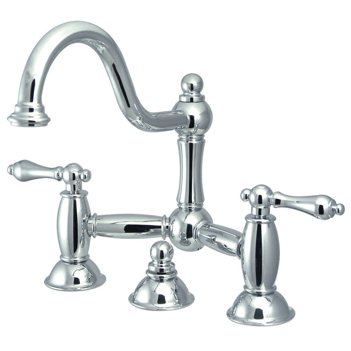 Kingston Brass KS3918AL Restoration Bathroom Bridge Faucet, Brushed Nickel