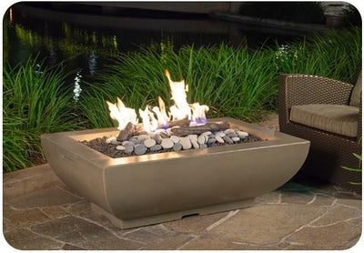 American Fyre Designs 435-BA-11-F4NC 50 Inch Bordeaux Rectangle Fire Bowl with AWEIS Valve, Black Lava, Natural Gas