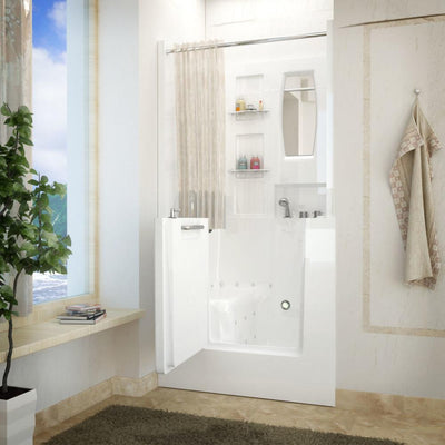 MediTub Walk-In-Tub 31 x 40 Right Drain White Bathtub with Shower Stall (Series 3140)