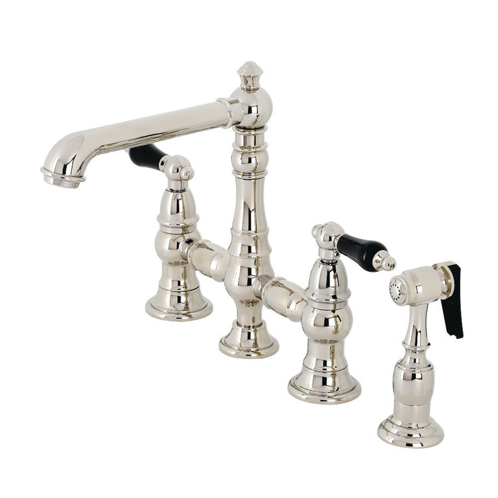 Kingston Brass KS7272PKLBS Duchess Bridge Kitchen Faucet with Brass Sprayer, Polished Brass